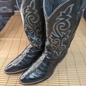 Justin Boots London Calf style 1409 men's sz 10D black leather cowboy boots. Rep